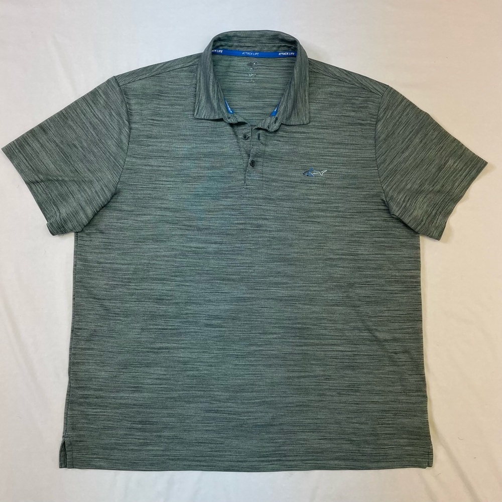 Greg Norman Golf Polo Shirt Mens Green Attack Life Play Dry Short Sleeve